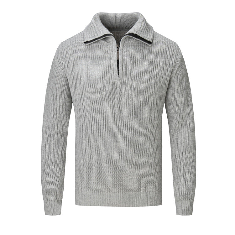 Polo Collar Men's Half Turtleneck Sweater
