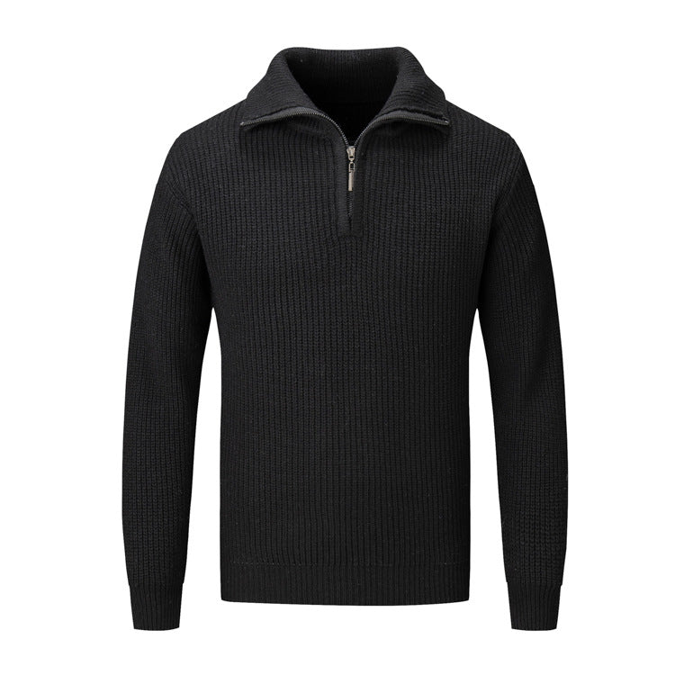 Polo Collar Men's Half Turtleneck Sweater