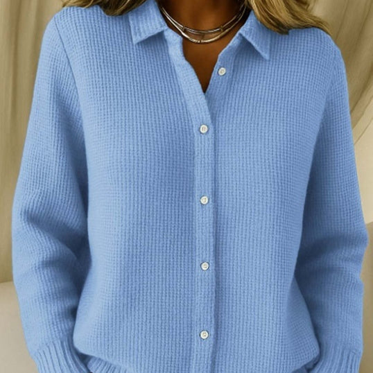 Button Knitted Lapel Sweater